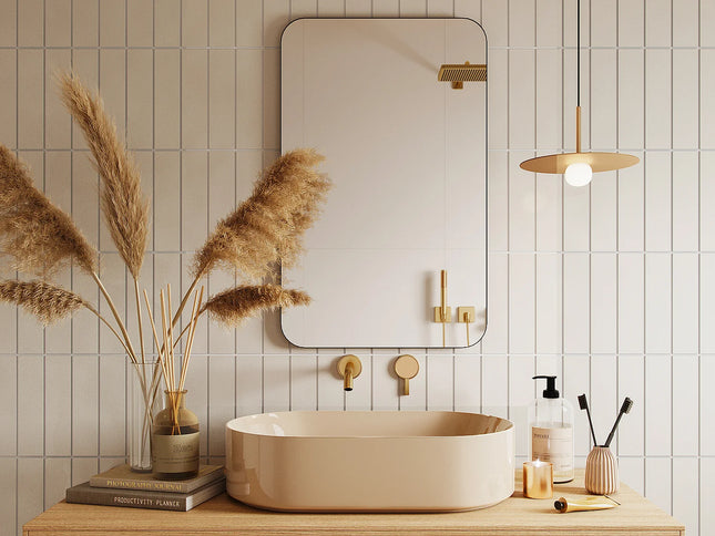 Miroir rectangulaire design épuré avec cadre aluminium noir mat - 50 cm - Les Essentiels