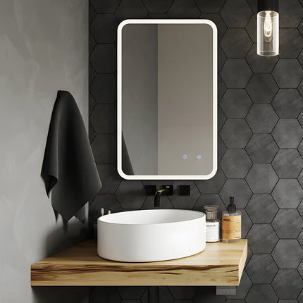 Miroir lumineux avec éclairage LED et anti-buée - Noir - 50 cm - LIMORICO