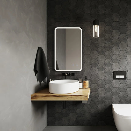 Miroir lumineux avec éclairage LED et anti-buée - Noir - 50 cm - LIMORICO