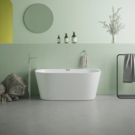 Baignoire semi îlot asymétrique finition brillante - blanche - 130 cm - DIVINA