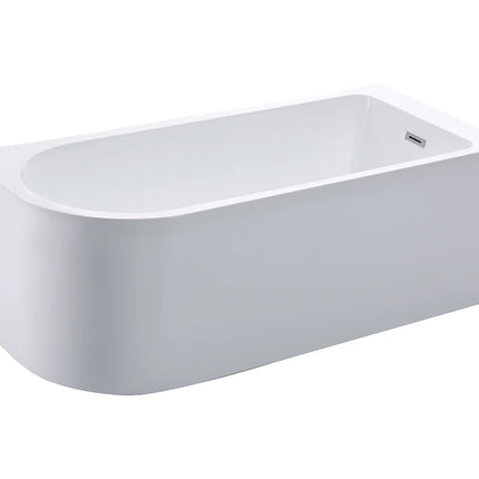 Baignoire d'angle asymétrique avec tablier non démontable - Blanc brillant - 150 cm - ANIKA