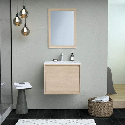 Miroir rectangulaire avec contour naturel clair - L50 cm - TIMEA