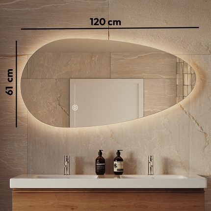 Miroir LED avec éclairage variable et anti-buée - 120 cm - Adana