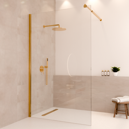 Paroi de douche à l’italienne avec traitement Nano - Or brillant - 120 cm - Lima