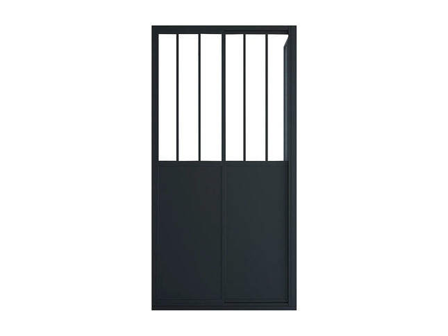 Paroi et porte de douche style industriel avec porte coulissante - noir mat - 100 cm - URBANIK