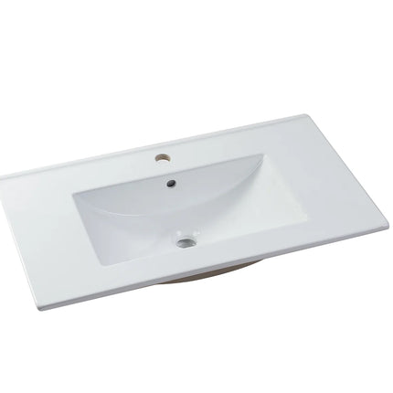 Meuble simple vasque laqué brillant avec vasque à encastrer - Blanc - 80 cm - STEFANIE