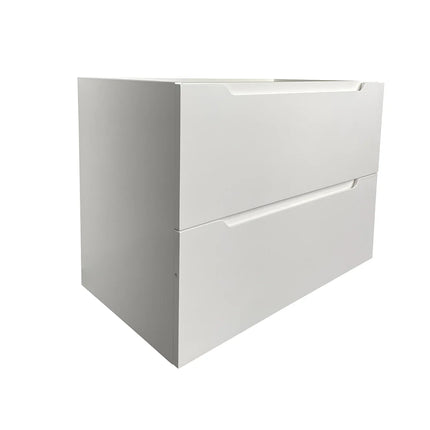 Meuble simple vasque laqué brillant avec vasque à encastrer - Blanc - 80 cm - STEFANIE