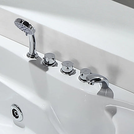 Baignoire balnéo d’angle à poser avec étagère intégrée - Blanche - 181 cm - RAFINA