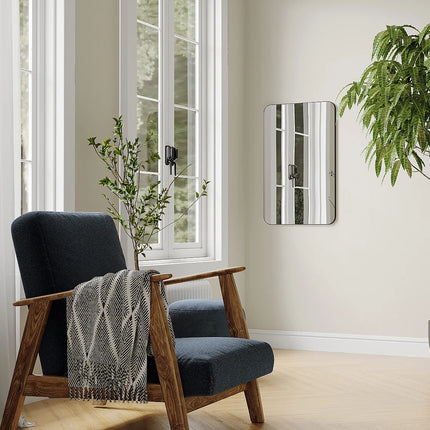 Miroir rectangulaire design épuré avec cadre aluminium noir mat - 50 cm - Les Essentiels