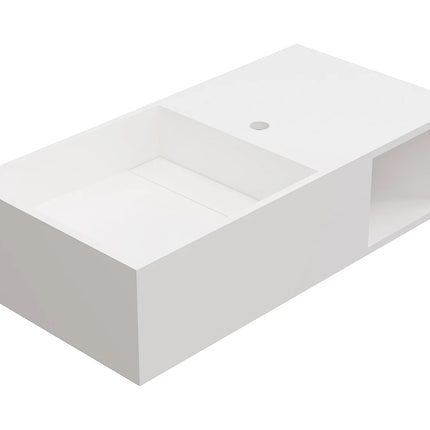 Plan vasque suspendu mat avec niche - Blanc - 80 cm - GOYOKO