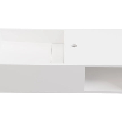 Plan vasque suspendu mat avec niche - Blanc - 80 cm - GOYOKO