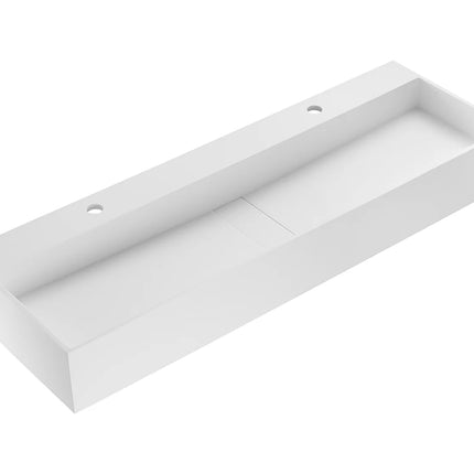 Vasque suspendue design épuré avec double vasque - Blanc - 120 cm - YAMDROK