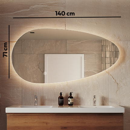 Miroir salle de bains design organique avec éclairage LED - 140 cm - Adana