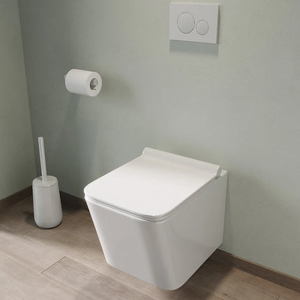 WC suspendu sans bride finition brillante avec abattant frein de chute - blanc - 35,5 cm - Les Essentiels DS CONCEPT