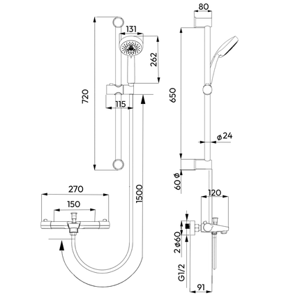 Kit de douche thermostatique avec pommeau multifonction - DS CONCEPT Cielo