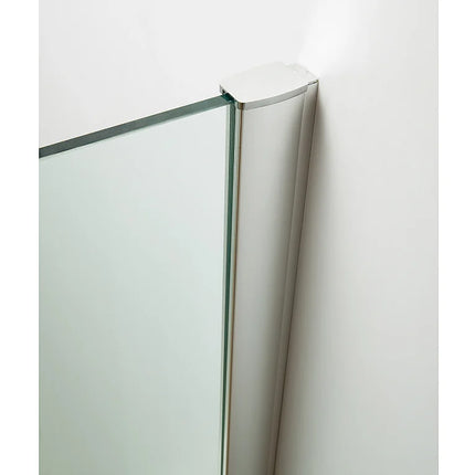 Paroi de douche d'angle porte battante avec receveur quart de cercle - blanc - 90 cm - ARDIA