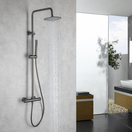 Douche pluie avec mitigeur thermostatique et douchette main - Gun Metal - Lynn
