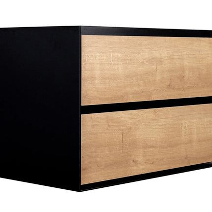 Meuble de salle de bain suspendu style industriel avec vasque à encastrer - Naturel clair et noir - 80 cm - Les éphémères