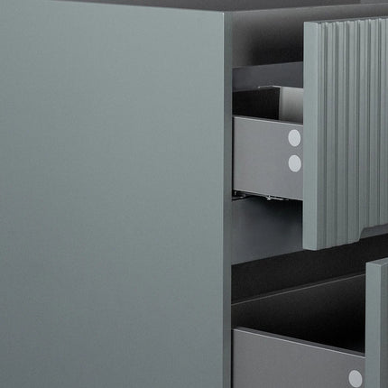 Meuble de salle de bain suspendu rainuré avec vasque à encastrer - Gris - 80 cm - Les éphémères