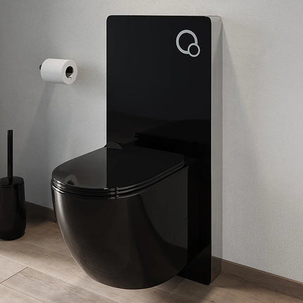 WC suspendu sans bride avec bâti-support décoratif - Noir brillant - 36 cm - Les Essentiels DS CONCEPT
