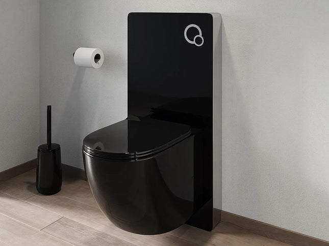 WC suspendu sans bride avec bâti-support décoratif - Noir brillant - 36 cm - Les Essentiels DS CONCEPT