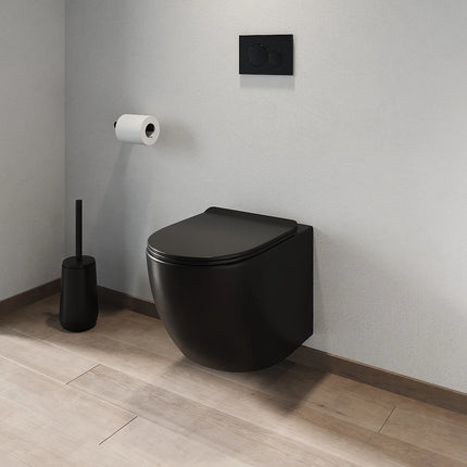 WC suspendu sans bride avec bâti-support et plaque double touche - Blanc - 36 cm - Les Essentiels DS CONCEPT