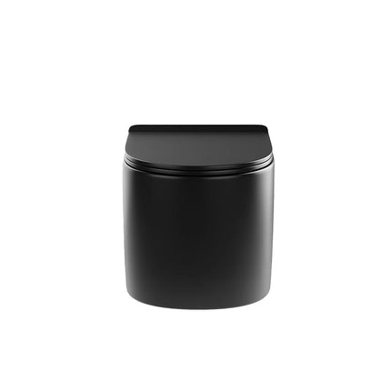 WC suspendu sans bride avec bâti-support et plaque double touche - Noir mat - 36 cm - Les Essentiels