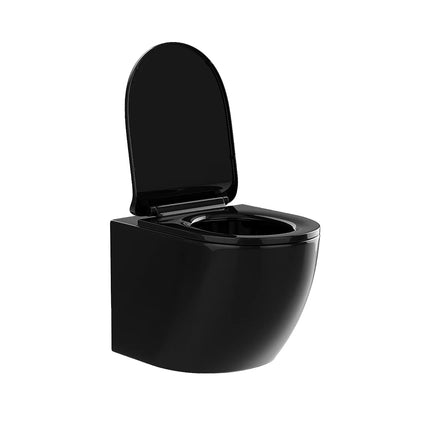WC suspendu sans bride avec bâti-support décoratif - Noir brillant - 36 cm - Les Essentiels DS CONCEPT