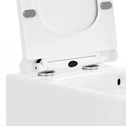 WC suspendu sans bride avec bâti-support décoratif en verre trempé - blanc brillant - 35,5 cm - CLEMONA