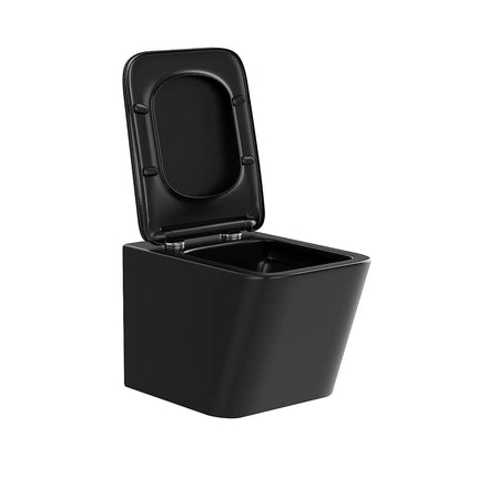 WC suspendu sans bride noir mat avec bâti-support et plaque double touche - 35,5 cm - Les Essentiels DS CONCEPT