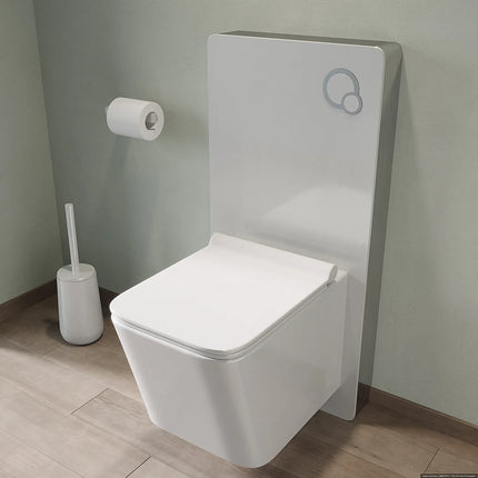 Bâti-support suspendu design en verre trempé blanc brillant - 48,3 cm - SPINOSA