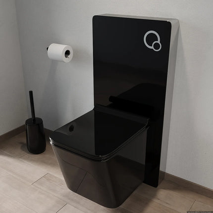 Bâti-support pour WC suspendu finition verre trempé noir brillant - 48,3 cm - SPINOSA