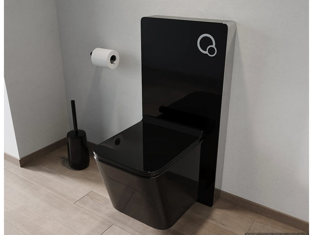 Bâti-support pour WC suspendu finition verre trempé noir brillant - 48,3 cm - SPINOSA
