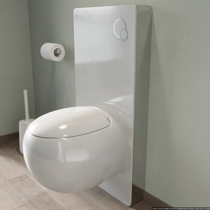 Pack WC suspendu design arrondi avec bâti-support décoratif - blanc - 40 cm - HURO II