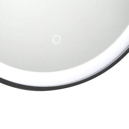 Miroir lumineux rond avec LED - noir - 80 cm - NUMEA