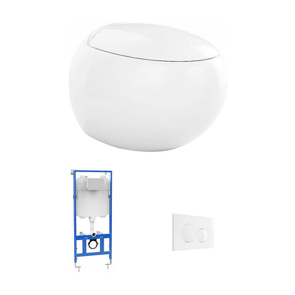 WC suspendu design arrondi avec abattant frein de chute - blanc brillant - 40 cm - HURO II
