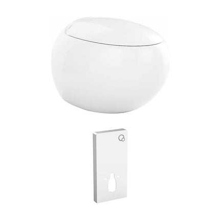 Pack WC suspendu design arrondi avec bâti-support décoratif - blanc - 40 cm - HURO II