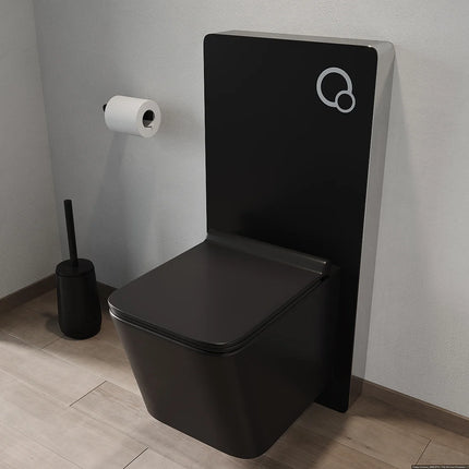 WC suspendu sans bride avec bâti-support décoratif - noir - 35,5 cm - Les Essentiels CLEMONA
