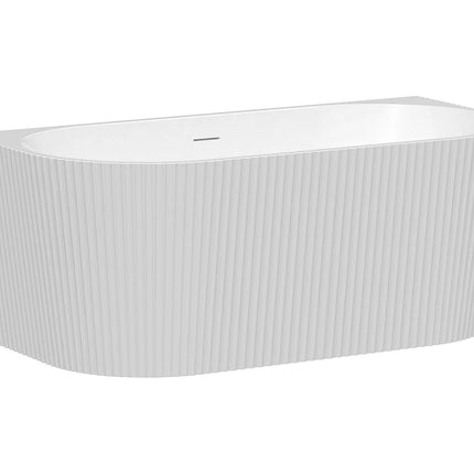 Baignoire semi îlot texturée avec bonde pop-up - Blanc brillant - 149 cm - ZELINA