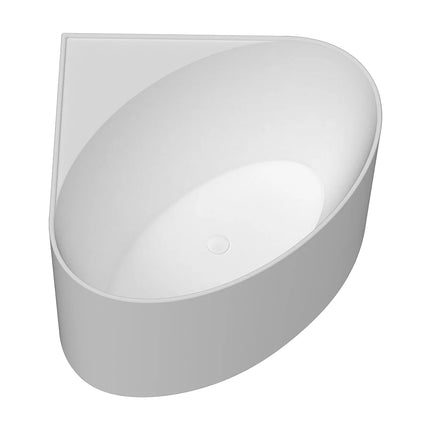Baignoire d'angle quart de cercle avec bonde clic-clac - Blanc mat - 100 cm - MARTA