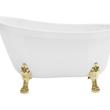 Baignoire îlot rétro avec pieds dorés - Blanche - 145 cm - NISOS II