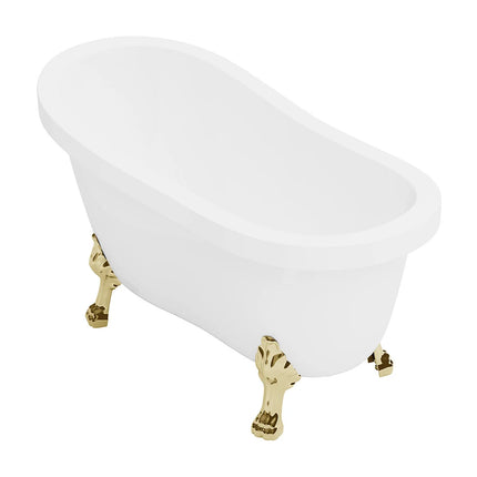 Baignoire îlot rétro avec pieds dorés - Blanche - 145 cm - NISOS II