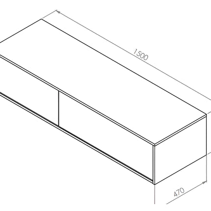 Meuble sous vasque suspendu avec double vasque - naturel foncé - 150 cm - ISAURE II