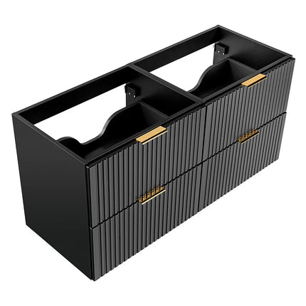 Meuble sous vasque suspendu strié - Naturel clair - 120 cm - ZEVARA