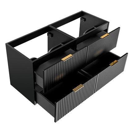 Meuble sous vasque suspendu strié - Naturel clair - 120 cm - ZEVARA