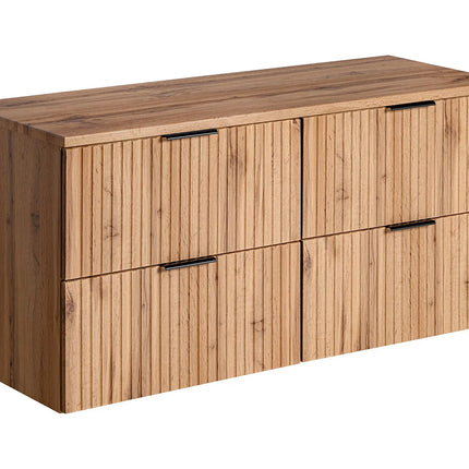 Meuble sous vasque strié avec planche - Noir - 120 cm - ZEVARA