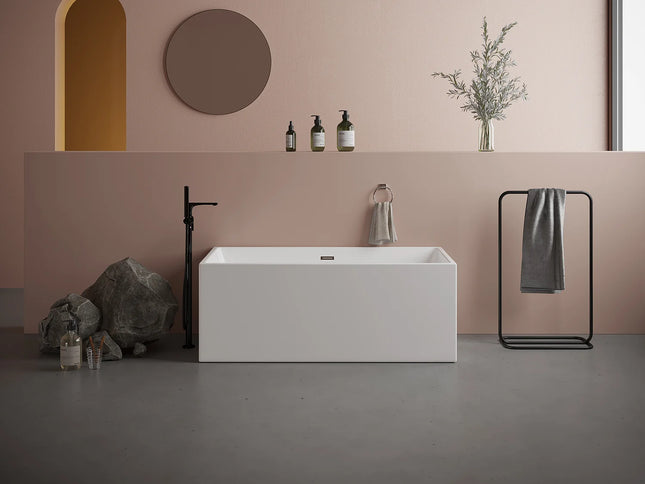 Baignoire rectangulaire design avec pose au sol - Blanc brillant - 75 cm - PIKAIA