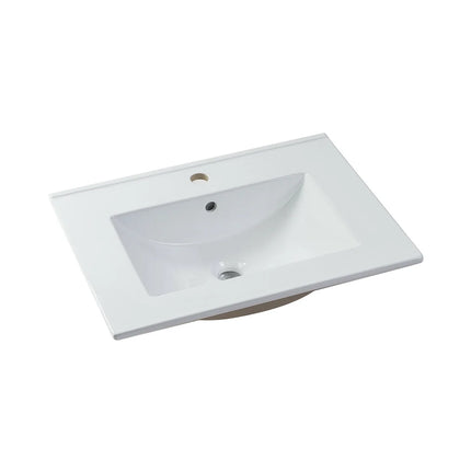 Meuble de salle de bain rainuré suspendu avec vasque à encastrer - Naturel clair - 60 cm - ZEVARA