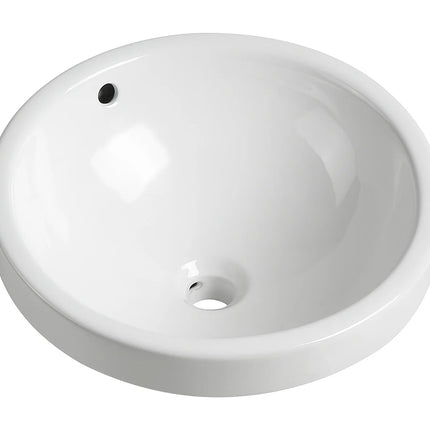 Vasque de salle de bain brillante avec vasque à encastrer - Blanc - 46 cm - Les Essentiels