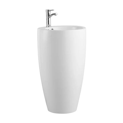 Vasque sur pied finition brillante avec vasque ronde - Blanc - 50 cm - MILOS II